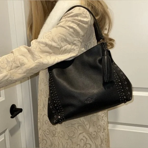 Coach - EUC - 2016 Edie Shoulder Bag 31 In Pebble Leather With Western Rivets - Picture 3 of 16